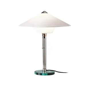Wagenfeld 27 Table Lamp Made of Nickel-Plated Metal, Glass Shaft Base,Cardboard Shade