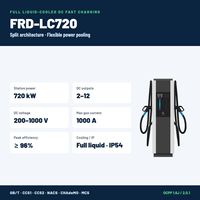 Station de recharge rapide DC divisée à refroidissement liquide 720 kW pour véhicules électriques, Superchargeur CCS2 GB/T NACS OCPP, Chargeur commercial pour flotte de VE et autoroute