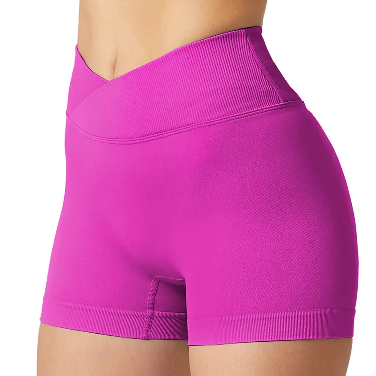 Fashion v cut waist custom logo scrunch butt shorts workout seamless gym shorts for women