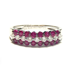 Hong Kong Fournisseur Anniversaire Conception Simple Bijoux De Mariée Or Blanc Massif 18k De Haute Qualité Diamant Bague Rubis Bijoux - Product Image 1