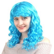 Peluca de pelo largo Aqua Blue Parm para suministros para fiestas - Product Image 1