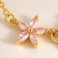 Gelang Batu Kelahiran Lapis Emas 18K Grosir dari Baja Anti Karat, Gelang Pesona Bunga Custom, Perhiasan Anti Kusam untuk Wanita