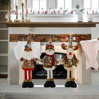 Jiatao – Nouveaux Ornements de Noël en Peluche : Poupées Gnome, Père Noël et Bonhomme de Neige avec Jambes Extensibles et Porte-clés Rétractable – Cadeaux de Noël Modèle