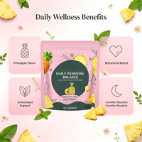 Gummies à la poudre d'ananas, fabrication directe usine ODM/OEM, 60 unités, pH équilibré, complément alimentaire, faible MOQ