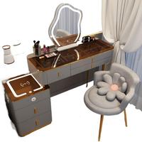 Table de toilette moderne minimaliste recommandée par les professionnels, style crème, petite armoire de chevet pour appartement, coiffeuse intégrée