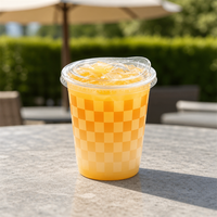 Vente en gros de gobelets en plastique de 500 ml, vaisselle jetable, gobelets pour limonade, gobelets en PET avec couvercles, gobelets à café à emporter, verres en plastique