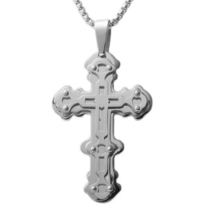 Men's Stainless Steel <b>Cross</b> Pendant Necklace Geometric Design Punk Retro Style 12080 - Product Image 5
