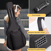 Sac de guitare de 0.35 pouces double bandoulière réglable à la mode noir étui de sac de transport étanche antivol boucle de suspension arrière