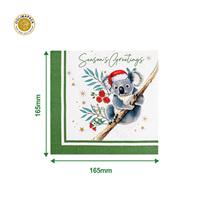 Serviettes en papier de Noël écologiques OOLIMA, serviettes jetables imprimées d'animaux à 1 pli pour les fêtes, les banquets de fin d'année