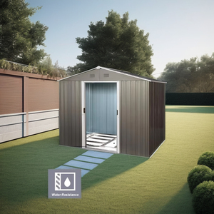 6ft X 8ft Outdoor <strong>Metal</strong> Storage <strong>Shed</strong> with Floor <strong>Base</strong>,Gray - Product Image 1