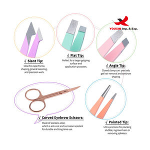 Mixed Procurement Low Price FENGFLY 6 Pcs Stainless Steel Slanted Professional <b>Eyebrow</b> <b>Tweezer</b> Set Scissors <b>Tweezers</b> for Women - Product Image 3