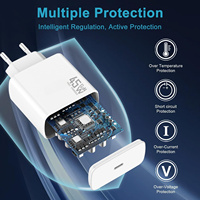 Chargeur rapide USB-C GaN 45W PD avec port Type-C, adaptateur secteur EU/UK/US/AU, OTP/OVP, accessoires pour tablettes et mobiles
