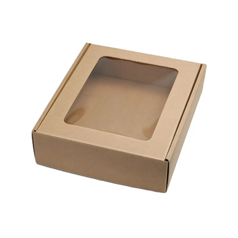 Оптовая продажа коричневая коробка для упаковки ремесла с окном дисплея