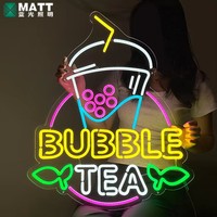 Letrero Luminoso LED de Acrílico Personalizado con Diseño de Té de Burbujas Boba, Logotipo Comercial Personalizado, Decoración de Pared para Interiores y Exteriores, para Tiendas, Comercios y Habitaciones