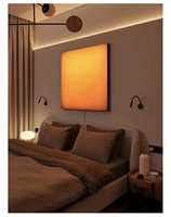 Boîte à lumière en acrylique à dégradé rouge, design moderne, avec base de support en bois, ambiance coucher de soleil, pour restaurant, café, bar, hôtel, ambiance magique