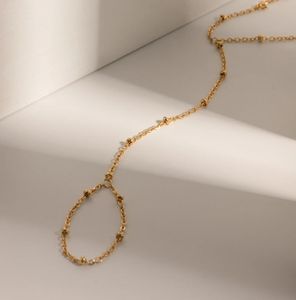 مجوهرات ملهمة مطلية بالذهب عيار 18 من الفولاذ المقاوم للصدأ الفاخر غير مشوه سلسلة صغيرة خاتم معصم إصبع سوار موضة عيد الحب - Product Image 2