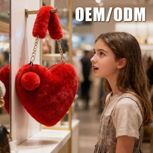 Hot Sales Wholesale Cute Red Heart Plush Handbag for Girls With Chain Strap OEM/ODM Crossbody <b>Bag</b> Handbags - Product Image 1