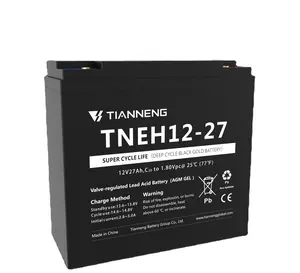 Lood-zuur Battery12v 27ah 20hr Elektrische Fiets Batterij Vrla Batterij Zwarte Goud Serie Lange Levensduur