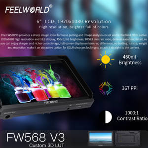Feelworld V3กล้อง FW568ฟิลด์ <span class=keywords><strong>DSLR</strong></span>, จอมอนิเตอร์ <span class=keywords><strong>DSLR</strong></span> ขนาด6นิ้วความละเอียด Full HD 4K <span class=keywords><strong>HDMI</strong></span> 1920x1080 IPS ตัวช่วยโฟกัสวิดีโอสำหรับ Sony Nikon Canon - Product Image 3