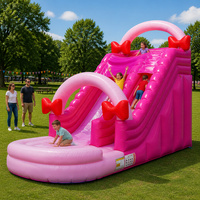 Vente en gros de château gonflable en PVC durable en forme de papillon rose, trampoline d'escalade, toboggan aquatique pour enfants, utilisation en extérieur dans le jardin