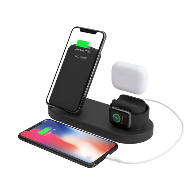 SC6-H10 10W Fast Wireless Charger Dock Station 3-in-1 Hot Sale Charging Stand for Mobile Phones IWatch & Earphones