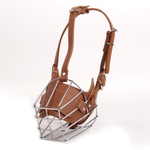 <span class=keywords><strong>Bozal</strong></span> ajustable para perro, tamaño grande, mediano y pequeño, máscara bucal de cuero antiladridos, patrón sólido, suministros para Mascotas, Animales - Product Image 3