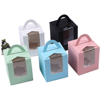 Boîtes de support individuelles blanches pour cupcakes et pâtisseries, emballage avec poignée