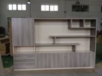 Bureau de direction en forme de L gris, ensemble de mobilier de bureau moderne, table de direction, bureau en mélamine