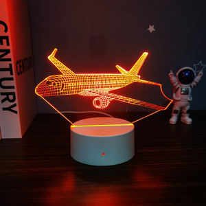 Lámpara de Noche <span class=keywords><strong>LED</strong></span> 3D con Diseño de Avión, Lámpara de Mesa Estereoscópica Visual, Lámpara Holográfica Inteligente, Lámpara Acrílica con Ilusión Óptica, Decoración - Product Image 6