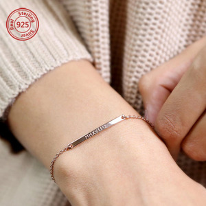 925 de plata flaco Bar <span class=keywords><strong>pulsera</strong></span> <span class=keywords><strong>coordenadas</strong></span> personalizadas <span class=keywords><strong>pulsera</strong></span> - Product Image 5