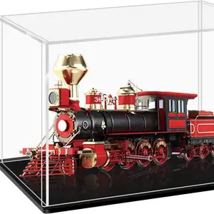 China Factory Custom Clear Acrylic Diecast Model Train Display Case With Black Base