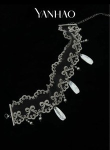 Gargantilla de concha Natural de encaje blanco estilo palaciego Retro Cadena de cuello de sensación de diseño pequeño y lujoso - Product Image 3