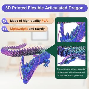 Décoration de bureau 3D imprimée articulée et flexible, irisée violet et bleue, cadeau unique et original - Product Image 3
