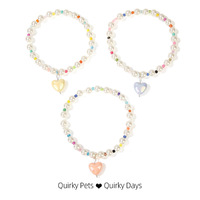 Collier de perles écologique Kawaii pour animaux de compagnie avec breloques en forme de cœur pour petits chiens et chats, bijoux de princesse tendance, accessoires colorés pour animaux de compagnie