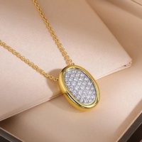 Nouveauté très demandée : Collier « Grande Baignoire » entièrement serti de diamants et Boucles d'oreilles de luxe ovales plaquées or en argent S925, serties de diamants, tendance