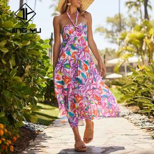 Hawaii Maxi Dress Custom Digital Printing Beach Dress 100% Finest Quality Rayon Summer Casual Dresses for Women - Product Image 3