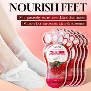 Masque exfoliant pour les pieds aux fruits (fraise, noix de coco, pêche) – Élimination des peaux mortes et des callosités – Soin des pieds secs – <span class=keywords><strong>Pédicure</strong></span> spa à <span class=keywords><strong>domicile</strong></span> - Product Image 2