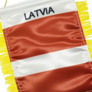 ธงผ้าซาติน LATIVA แบบกำหนดเอง ธงติดรถยนต์ขนาดเล็ก พร้อมพู่สีเหลือง - Product Image 3