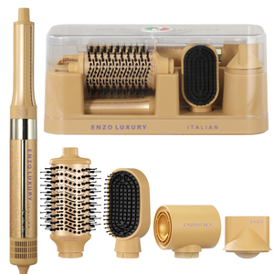 ENZO Brosse Soufflante Professionnelle Rotative <span class=keywords><strong>5</strong></span>-<span class=keywords><strong>en</strong></span>-<span class=keywords><strong>1</strong></span> : Lisseur, Fer à Boucler, Sèche-Cheveux Électrique et <span class=keywords><strong>Styler</strong></span> à Rouleaux - Product Image 1