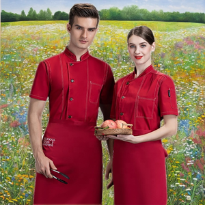 Vesbhusha - Bata de Chef de Algodón para Hotel, Restaurante, Cocina, Uniforme Unisex de Manga Corta para Repostero y Decorador, Diseño Digital - Product Image 2