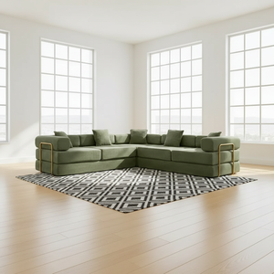 Divano Componibile a L <span class=keywords><strong>di</strong></span> Alta Qualità in Corduroy, Design Soffice, Compressione Sottovuoto, Set <span class=keywords><strong>di</strong></span> Mobili Confortevoli per Soggiorno, Vendita all'Ingrosso - Product Image 3