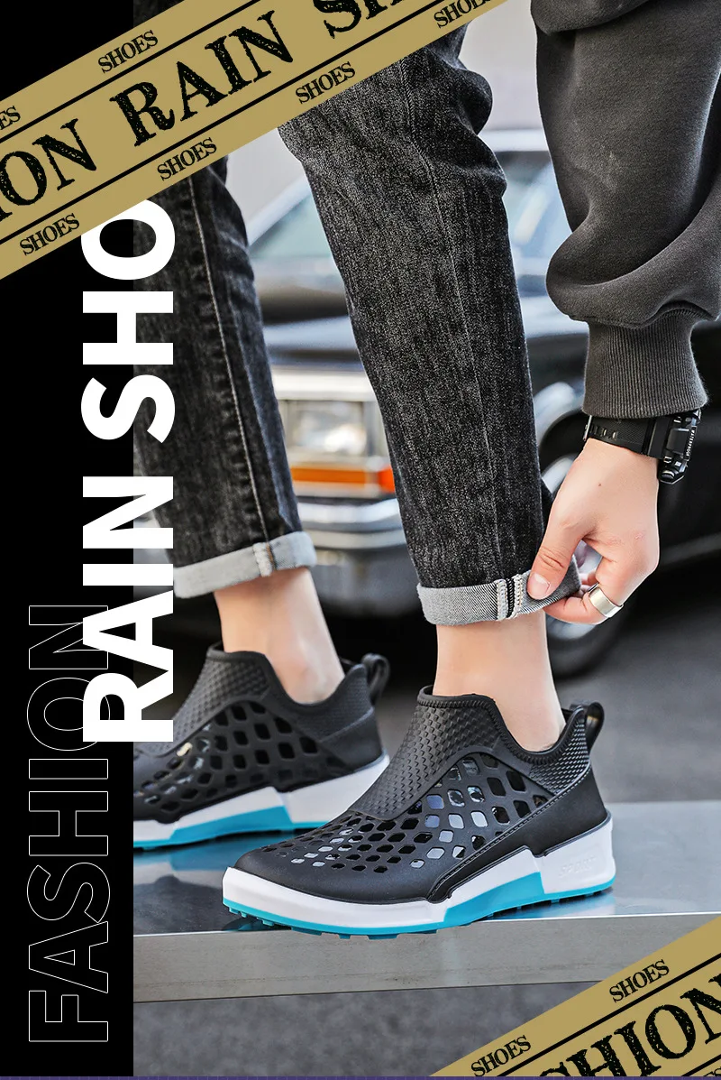Pvc Men Low-top Rain Boots Four Seasons Workshop Shoes Rain Boots Kitchen Fashion Waterproof Shoes