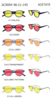 Gafas de Dormir Unisex con Lentes Rojas, Montura de Acetato de Cristal, Redondas, Vintage, con Bloqueo de Luz Azul, Anti-Insonesmia, para Hombres y Mujeres