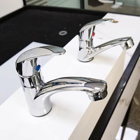 Robinet de lavabo moderne en zinc chromé à trou unique pour salle de bain, robinet mural simple pour eau froide, robinet de cuisine