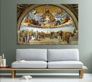 라파엘 프레스코 가정 거실 벽 예술 장식을위한 거룩한 성찬의 재현 분쟁 주문 수제 유화
