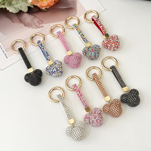 Hot Selling Cartoon Mickey Head Key Chain Car Pendant Handbag Ornaments Diamond Key Ring Bag Schoolbag Metal Widget Wholesale