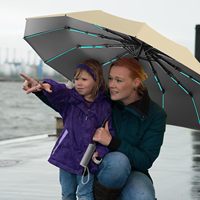 Parapluie anti-UV avec revêtement noir isolant thermique, 12 baleines, double armature, coupe-vent, pliable en 3, automatique, idéal pour le voyage, vente en gros, direct usine