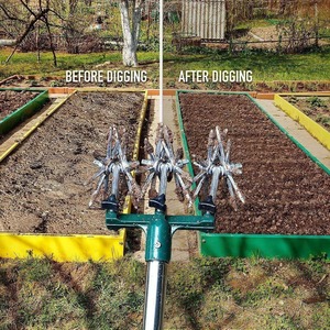Cultivateur de jardin rotatif manuel avec poignée en acier inoxydable, outil de labourage et de semis pour pelouse, outil de desserrage du sol manuel - Product Image 3