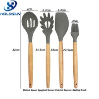 Lot de 9 ustensiles de cuisine en silicone flexible antiadhésif résistant à la chaleur avec manche en bois pour la cuisine à domicile