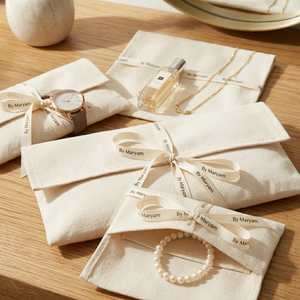 Luxury Cotton Envelope <strong>Dust</strong> <strong>Bag</strong> Customised Logo Printed Cotton Pouch Clothing <strong>Handbag</strong> with Flap Packaging <strong>Bag</strong> - Product Image 5